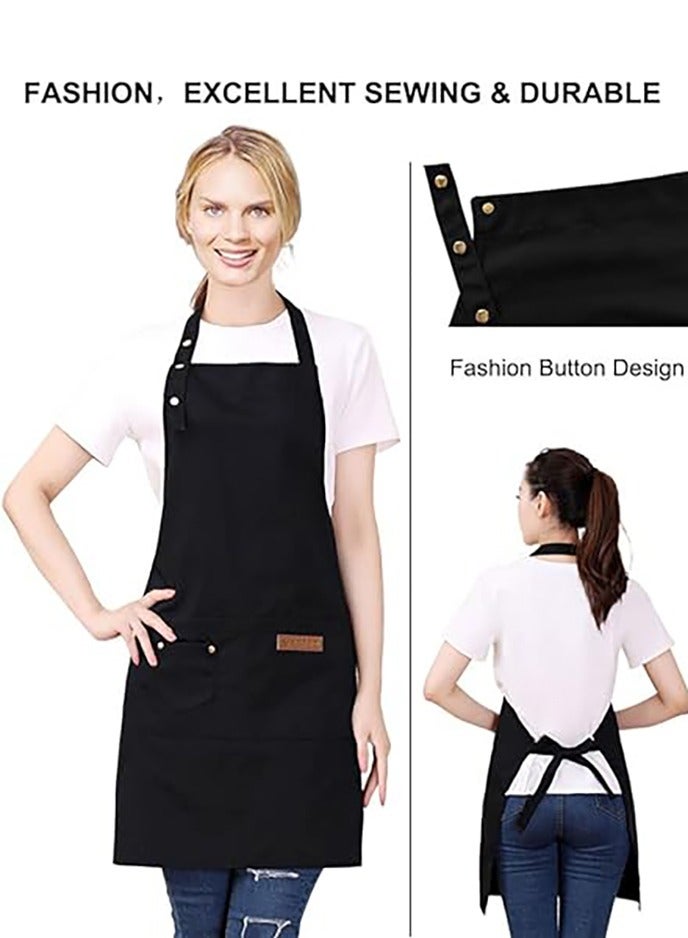 أفاكرافت مآزر للنساء الرجال مع جيوب الأشرطة القابلة للتعديل قماش مقاوم للماء مطبخ الطبخ المئزر للشيف نادلة (أسود) - Image 4
