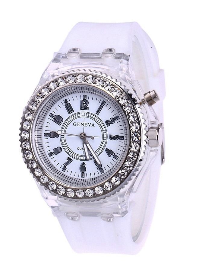 Geneva Luminous Diamond Fashion Trend Men Women Lovers Color LED Jelly Silicone Transparent Student Watches Couple  - Image 1
