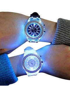 Geneva Luminous Diamond Fashion Trend Men Women Lovers Color LED Jelly Silicone Transparent Student Watches Couple  - Image 2