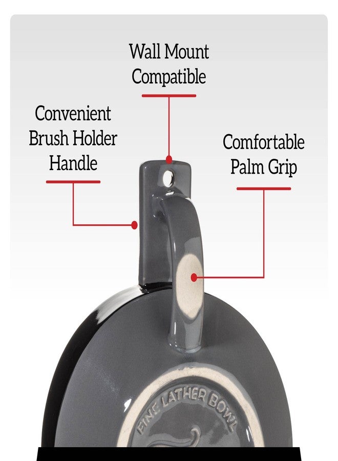 Fine وعاء السيد لاذر الفاخر، وعاء كريم حلاقة سيراميكي للرجال، نسيج مخدد لت aeration، حامل فرشاة، ثقب للتعليق على الحائط، لون داكن للتباين البصري، بناء من الحجر الفاخر (أحمر) - Image 4