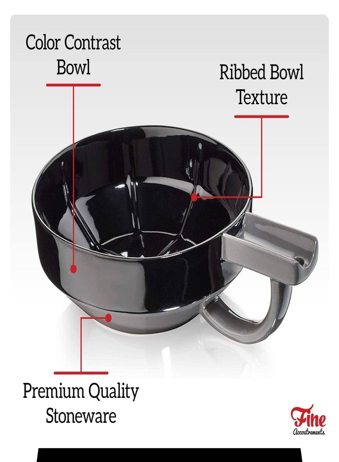 Fine وعاء السيد لاذر الفاخر، وعاء كريم حلاقة سيراميكي للرجال، نسيج مخدد لت aeration، حامل فرشاة، ثقب للتعليق على الحائط، لون داكن للتباين البصري، بناء من الحجر الفاخر (أحمر) - Image 3