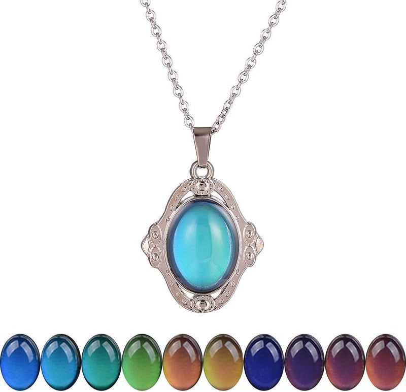 FM FM42 Temperature Sensing Color Changing Pendant Necklace with 19.29" Stainless Steel Rolo Chain - Image 1