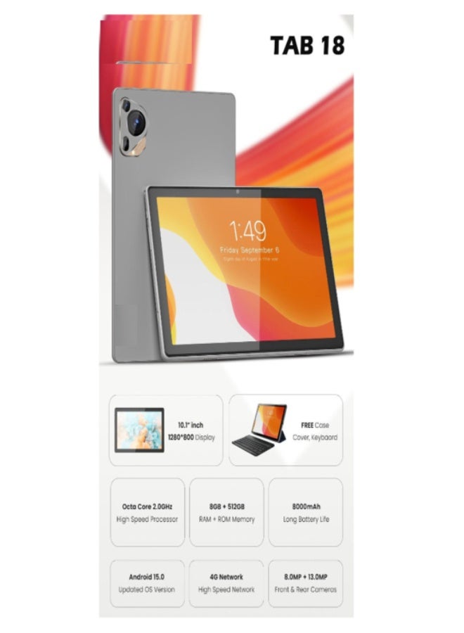 ELTRAZONE TAB 18 10.1 Inch Android 15 Tablet Octa Core 2.0GHz 8000mAh Battery Dual Camera 13MP Rear 8MP Front HD Display WiFi Bluetooth Entertainment Learning Device - Image 2
