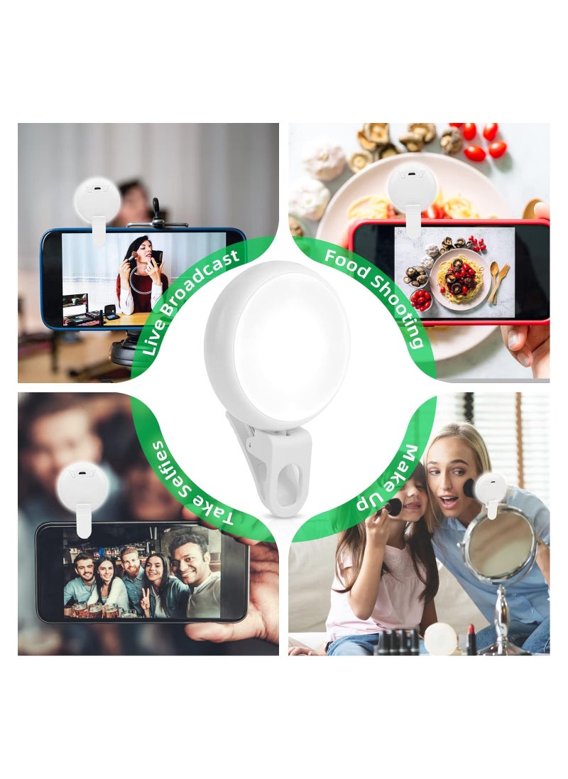 SYOSI - Selfie Clip on Ring Ligh, Rechargeable Selfie Ring Light, with 3 Light Modes and 7 Colorful Lighting, 360° Adjustable Selfie Fill Light Cell Phone Selfie Lights for Laptop, Tablet, Video, Camer - Image 1