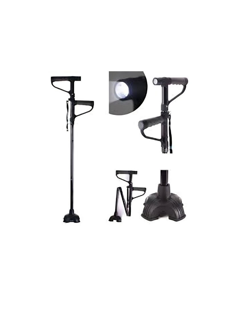 Relax Smart Walking Stick Crutch with Stand and Foldable Flashlight – Adjustable Lightweight Cane for Elderly, Anti-Slip Base, Comfortable Grip, and Night Safety - Image 1