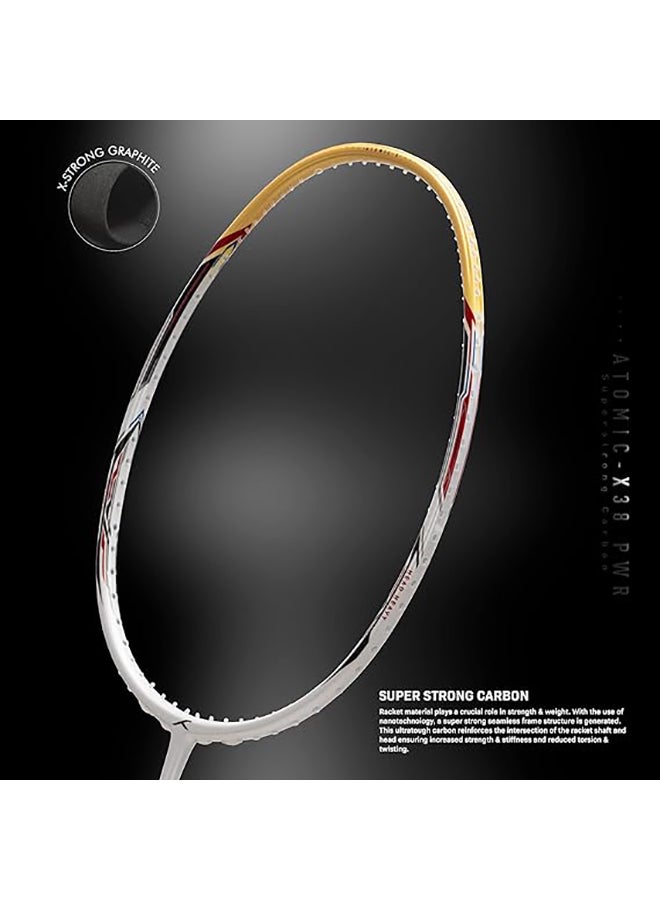 HUNDRED ATOMIC-X 38 PWR Carbon Fibre Strung Badminton Racket with Full Racket Cover | For Intermediate Players | 85 grams | Maximum String Tension - 38lbs - Image 4