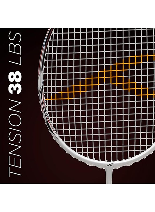 HUNDRED ATOMIC-X 38 PWR Carbon Fibre Strung Badminton Racket with Full Racket Cover | For Intermediate Players | 85 grams | Maximum String Tension - 38lbs - Image 3