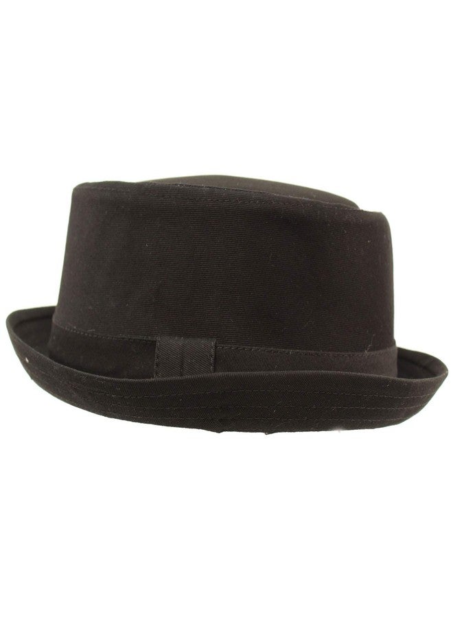 SK Hat shop Men's Everyday Cotton All Season Porkpie Boater Derby Fedora Sun Hat L/XL Black - Image 3