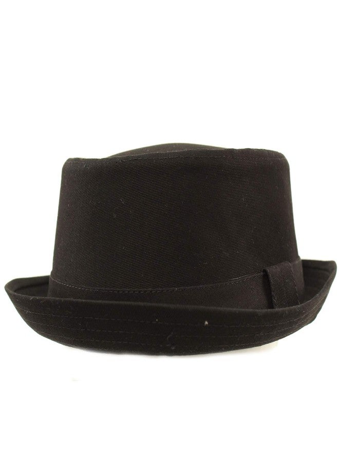 SK Hat shop Men's Everyday Cotton All Season Porkpie Boater Derby Fedora Sun Hat L/XL Black - Image 1