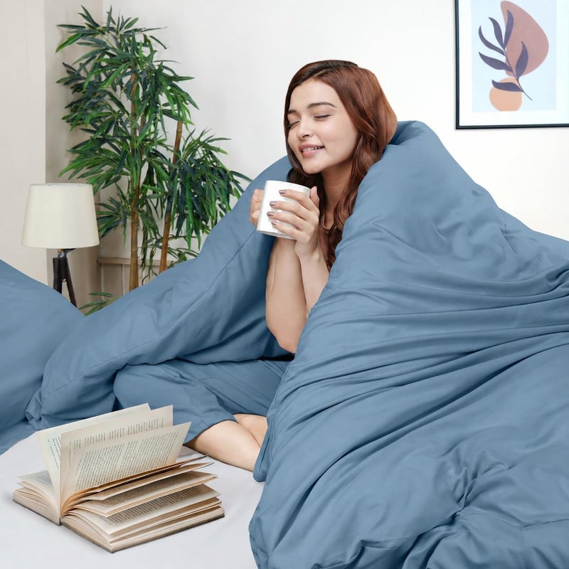 Utopia Bedding Duvet Cover Queen Size - 3 Piece with Zipper Closure - 1 Comforter Cover 90X90 Inches & 2 Pillow Shams 20X26 Inches (Dutch Blue) Comforter Not Included - Image 4