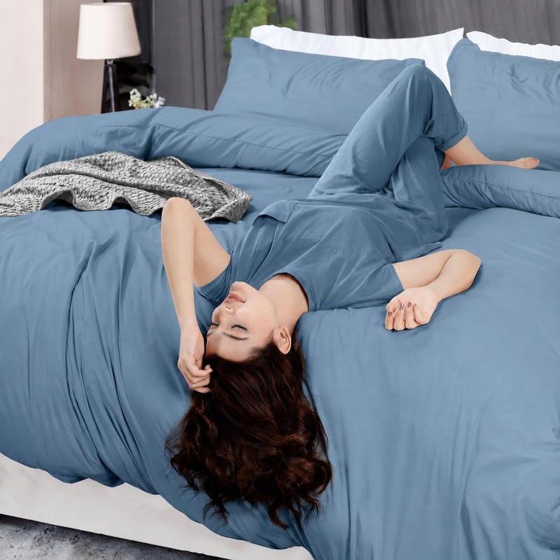 Utopia Bedding Duvet Cover Queen Size - 3 Piece with Zipper Closure - 1 Comforter Cover 90X90 Inches & 2 Pillow Shams 20X26 Inches (Dutch Blue) Comforter Not Included - Image 3