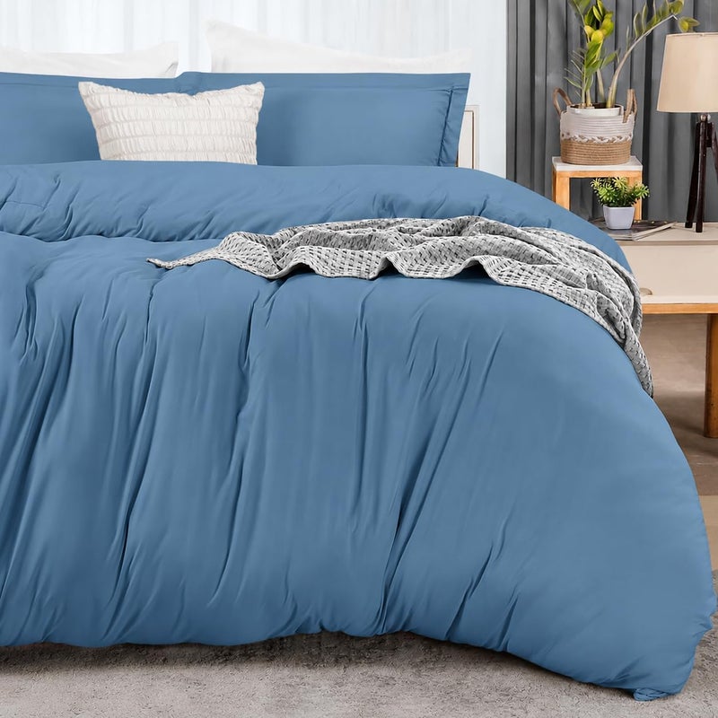 Utopia Bedding Duvet Cover Queen Size - 3 Piece with Zipper Closure - 1 Comforter Cover 90X90 Inches & 2 Pillow Shams 20X26 Inches (Dutch Blue) Comforter Not Included - Image 5