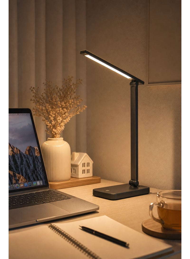 مصباح طاولة قابل للطي، مصباح سبيكة خفيف ناعم قابل لإعادة الشحن USB للعناية بالعين، قابل للتعتيم ومحمول، تصميم فاخر بسيط للدراسة المنزلية والمكتب ومكتب الطلاب والفندق وبيت الضيافة والاستخدام المنزلي المستأجر - Image 3