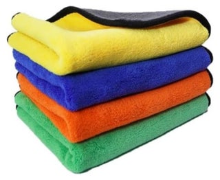 4-Piece Microfiber Cloth Set, Multi-Color for Versatile Use – Microfiber Cleaning Cloth for Car, Kitchen, and Glass – Double-Sided Towels for Drying and Polishing, Thick and Highly Absorbent, Cleaning Cloth for Kitchen, Glass, and Wood – Dust-Resistant Silk Cloth, Wipe for Glass, Wood Polish – Microfiber Kitchen Towels – Microfiber Towel