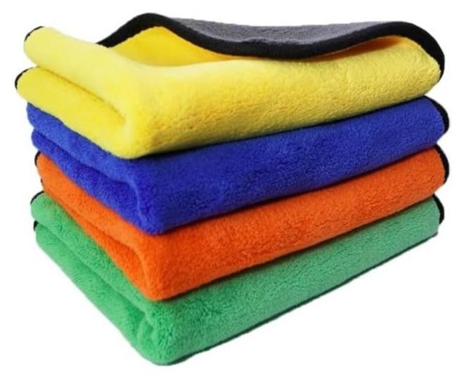 4-Piece Microfiber Cloth Set, Multi-Color for Versatile Use – Microfiber Cleaning Cloth for Car, Kitchen, and Glass – Double-Sided Towels for Drying and Polishing, Thick and Highly Absorbent, Cleaning Cloth for Kitchen, Glass, and Wood – Dust-Resistant Silk Cloth, Wipe for Glass, Wood Polish – Microfiber Kitchen Towels – Microfiber Towel - Image 1