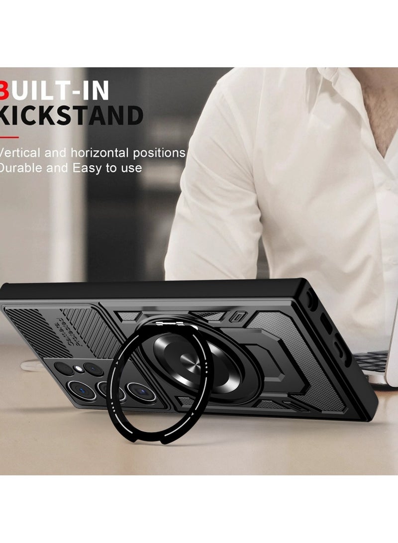 Case Cover Shock Resistant Protect Camera TPU + PC Compatible with Samsung Galaxy S23 Ultra (Black) - Image 5