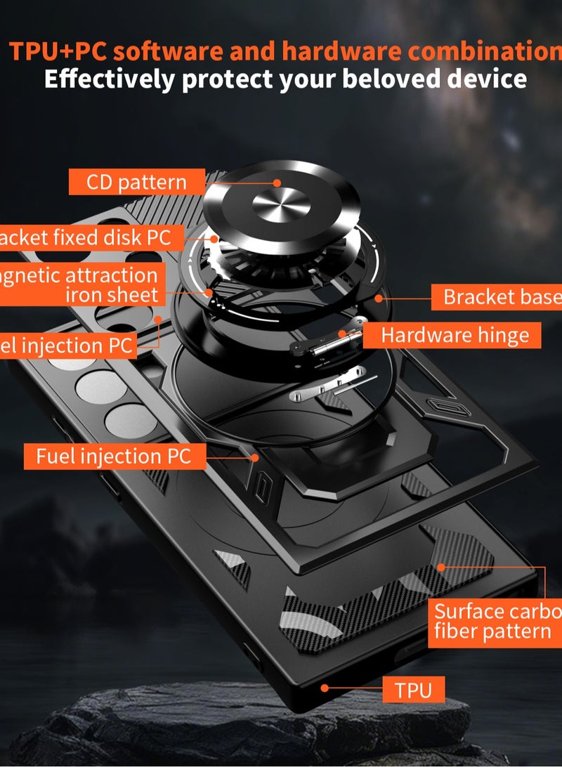 Case Cover Shock Resistant Protect Camera TPU + PC Compatible with Samsung Galaxy S23 Ultra (Black) - Image 2