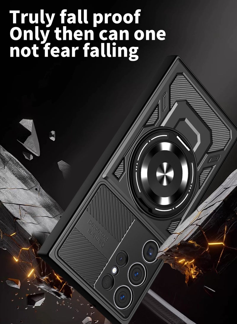 Case Cover Shock Resistant Protect Camera TPU + PC Compatible with Samsung Galaxy S23 Ultra (Black) - Image 3