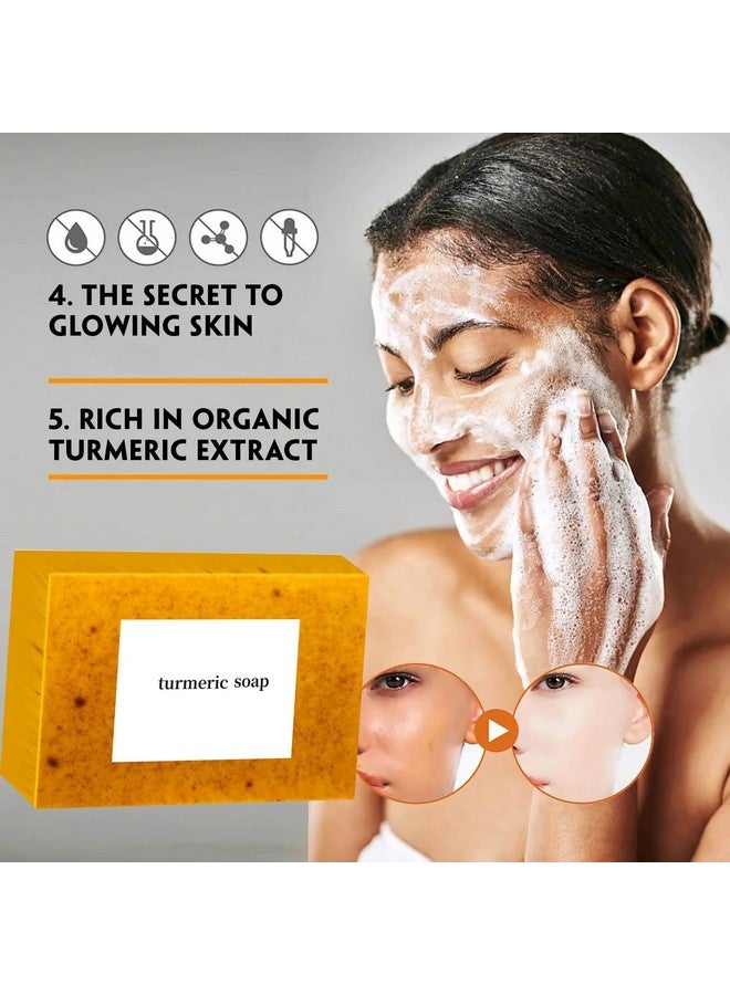 YURHERSU صابون يورهيرسو بالكركم، صابون الليمون المصنوع يدويًا للاستحمام، تنظيف عميق للمسام، العناية بالبشرة المتسخة والناعمة، مقشر للتحكم في الزيوت للرجال والنساء، العناية بالبشرة لجميع أنواع البشرة - Image 3