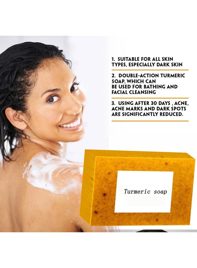 YURHERSU صابون يورهيرسو بالكركم، صابون الليمون المصنوع يدويًا للاستحمام، تنظيف عميق للمسام، العناية بالبشرة المتسخة والناعمة، مقشر للتحكم في الزيوت للرجال والنساء، العناية بالبشرة لجميع أنواع البشرة - Image 2