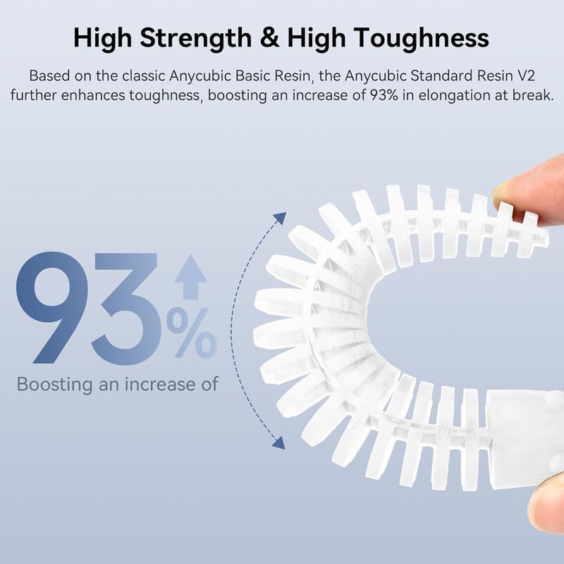 3idea 3D Printer Resin, Upgraded 8K Standard Resin V2, Enhanced Toughness and Strength, Lower-Odor, High Precision 3D Printing Resin for All LCD Resin 3D Printers (White, 1kg) - Image 2