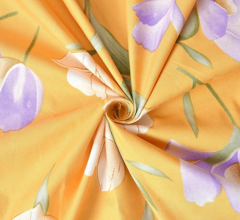 SHOMES Pure Soft Cotton Printed Diwan Set Covers 6 Pieces - 1 Single Bed Sheet (60 X 90) with 3 Cushion (16 X 16), 2 Bolster Covers (16 X 32) - (Yellow, Medium) - Image 4