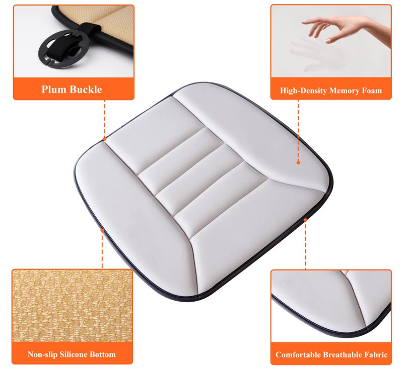 kingphenix Car Seat Cushion with 1.2inch Comfort Memory Foam, Seat Cushion for Car and Office Chair (Gray) - Image 4