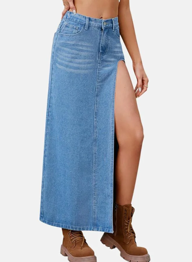 يونيكي Blue Denim Midi Skirts