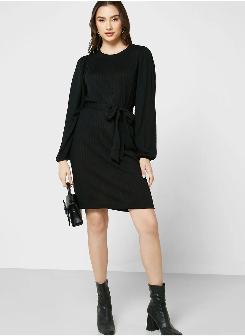 Jacqueline de Yong Belted Knitted Dress