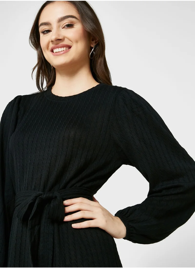 Jacqueline de Yong Belted Knitted Dress