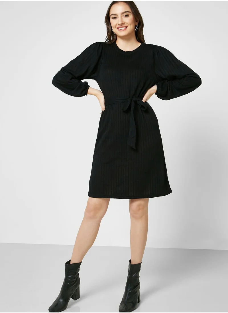 Jacqueline de Yong Belted Knitted Dress