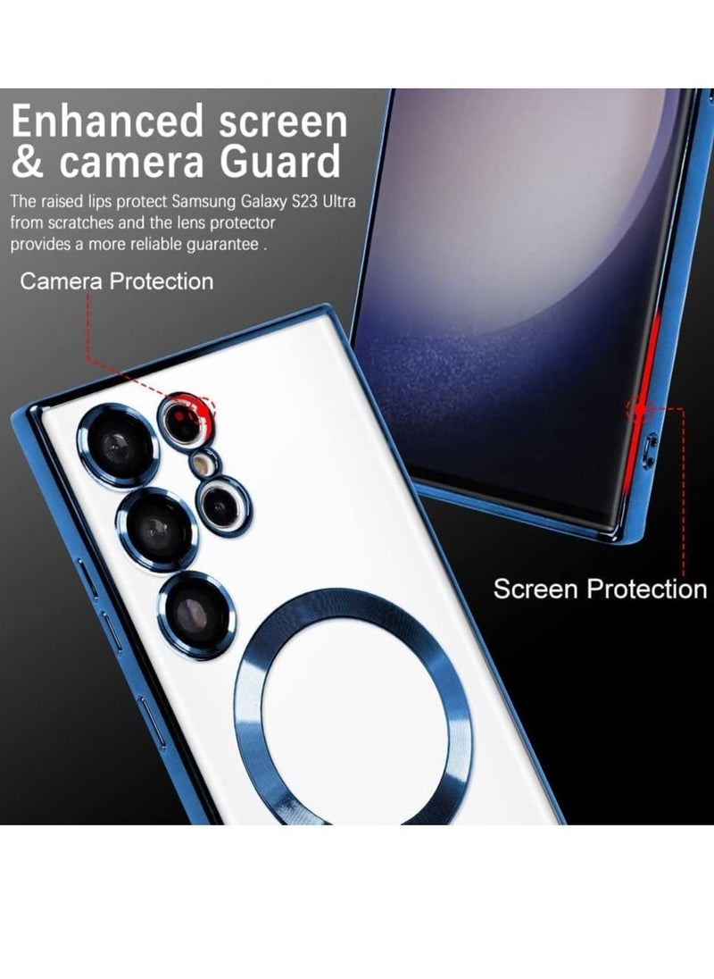 Raxoom Magnetic Clear Case for Samsung Galaxy S23 Ultra with Camera Lens Protector Magsafe Compatible Electroplated Soft TPU Shockproof Anti-Scratch Phone Case - Image 2