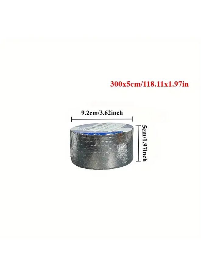 118.11x1.97in Waterproof Tape High Temperature Resistant Aluminum Foil Butyl Tape for Roof Cracks Metal Fittings - Image 1