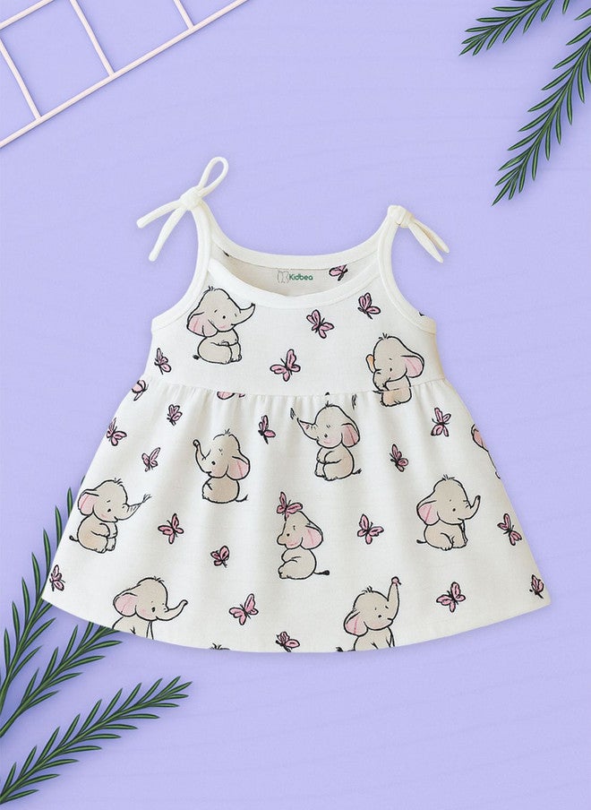 Kidbea Girls Organic Cotton Sleeveless A-Line Dress with Animal Print - Image 2