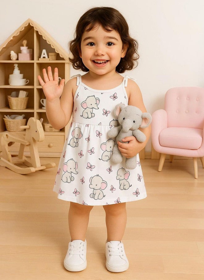 Kidbea Girls Organic Cotton Sleeveless A-Line Dress with Animal Print - Image 1