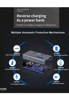 HAMMINER 200W Car Power Inverter DC 12/24V To 220V AC Car Inverter With 3 USB (2.4A + 1.2A + QC3.0 + Type-C) & 2 AC Outlets For Laptop Car Plug Adapter Car Power Inverter Car Charger Fast Charger LED Display Cigarette Lighter Connector, Perfect For Cars, SUVs & Trucks  - Image 5