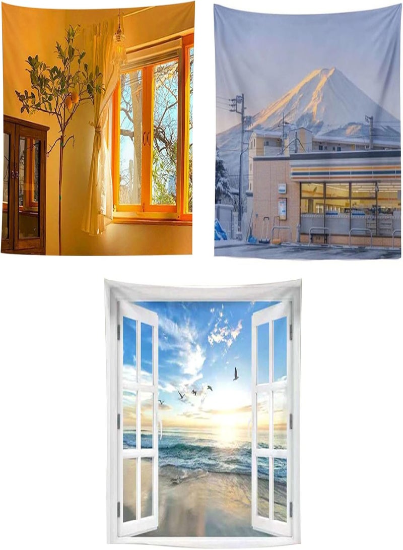 GGOOT Wall Stickers & Murals 3D Wall Sticker Window View Posters Fake Window View Canvas Sunset View Scenery Wilderness Wall Art Decorations for Home Style 2 - Image 2