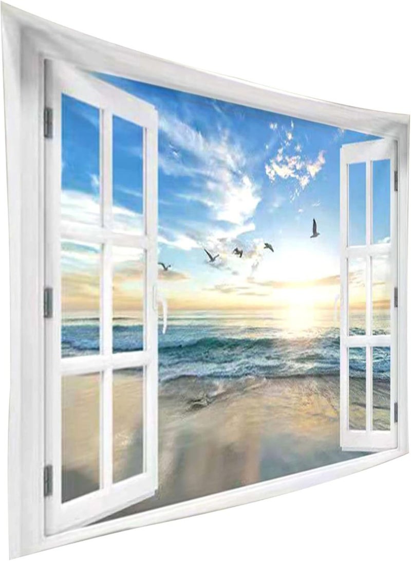 GGOOT Wall Stickers & Murals 3D Wall Sticker Window View Posters Fake Window View Canvas Sunset View Scenery Wilderness Wall Art Decorations for Home Style 2 - Image 5