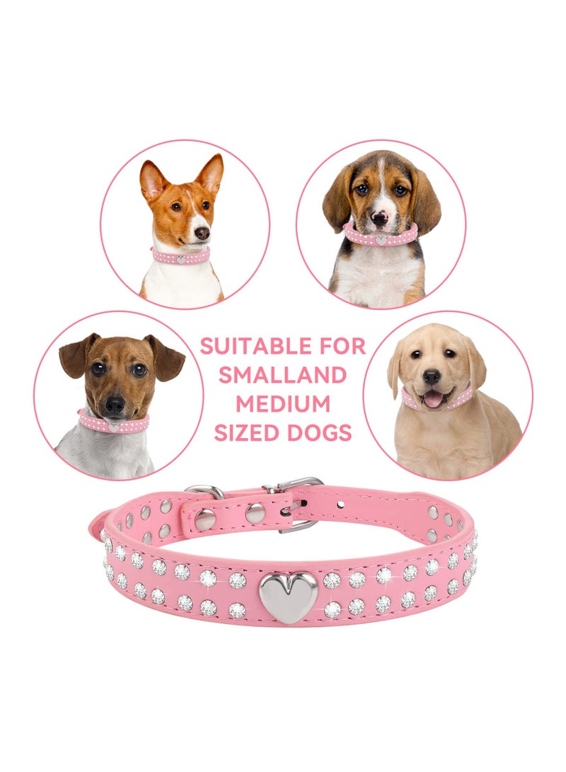 SYOSI Bling Crystal Dog Cat Collars, Rhinestone Cat Collar PU Leather Collar Chic Diamond Studded Pet Collar Glittering Bling Collars Adjustable Sparkle Collar for Small Medium Pet Dog Cat(M) - Image 5