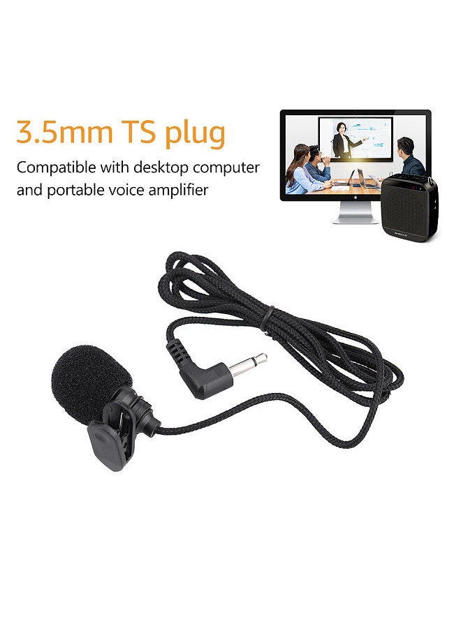 Mini Portable Clip-on Lapel Condenser Microphone Mic Hands-free 3.5mm TS Plug for Computer PC Portable Voice Amplifier Speaker