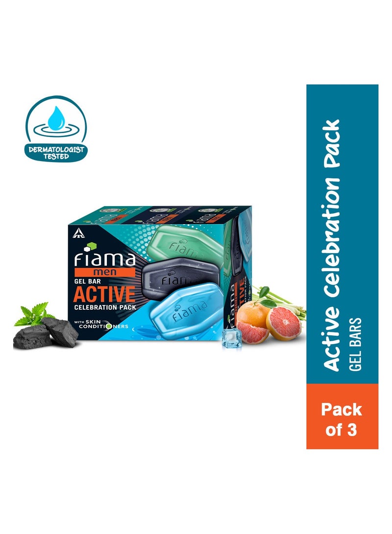 Fiama عبوة احتفال نشطة للرجال مع 3 ألواح جل فريدة (فحم و جريب فروت، نبض منعش و رياضة منشّطة) - Image 3
