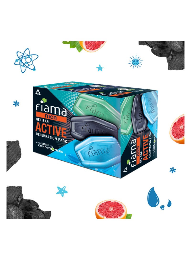 Fiama عبوة احتفال نشطة للرجال مع 3 ألواح جل فريدة (فحم و جريب فروت، نبض منعش و رياضة منشّطة) - Image 4