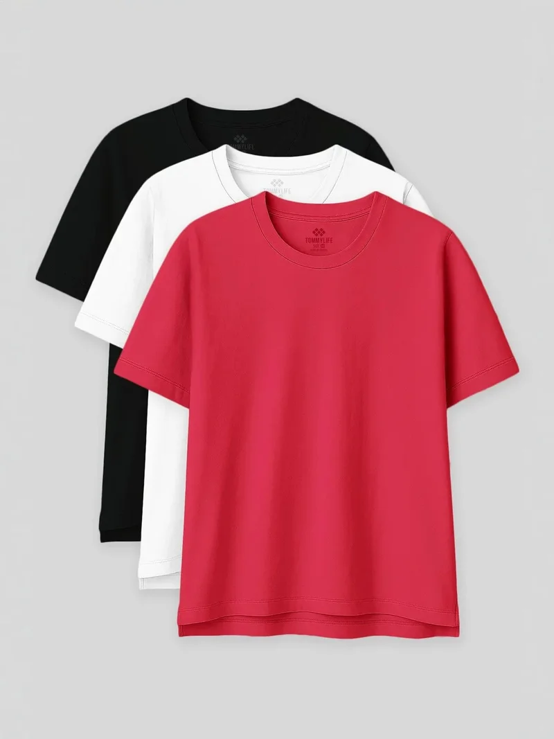 تومي لايف TOMMY Oversized Cotton-Modal Crew Neck T-Shirt