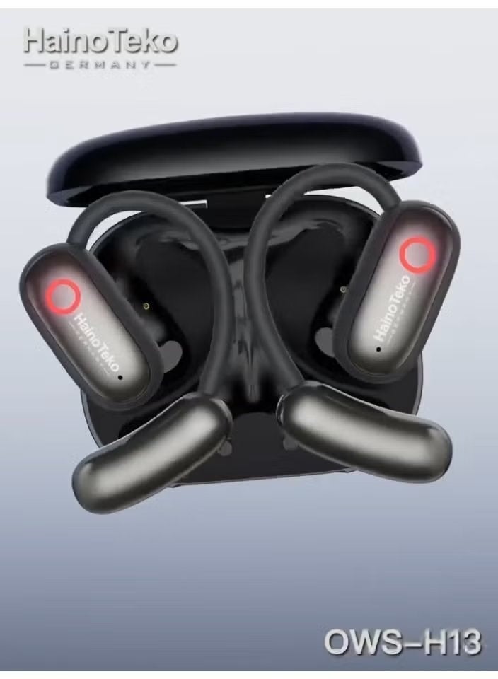 Haino Teko OWS-H13 Open-Ear Hi-Res Wireless Earphones with Ear Hook Design, Lightweight & Comfortable for Sports, Gym, Running, and Clear Calls – Black - Image 3