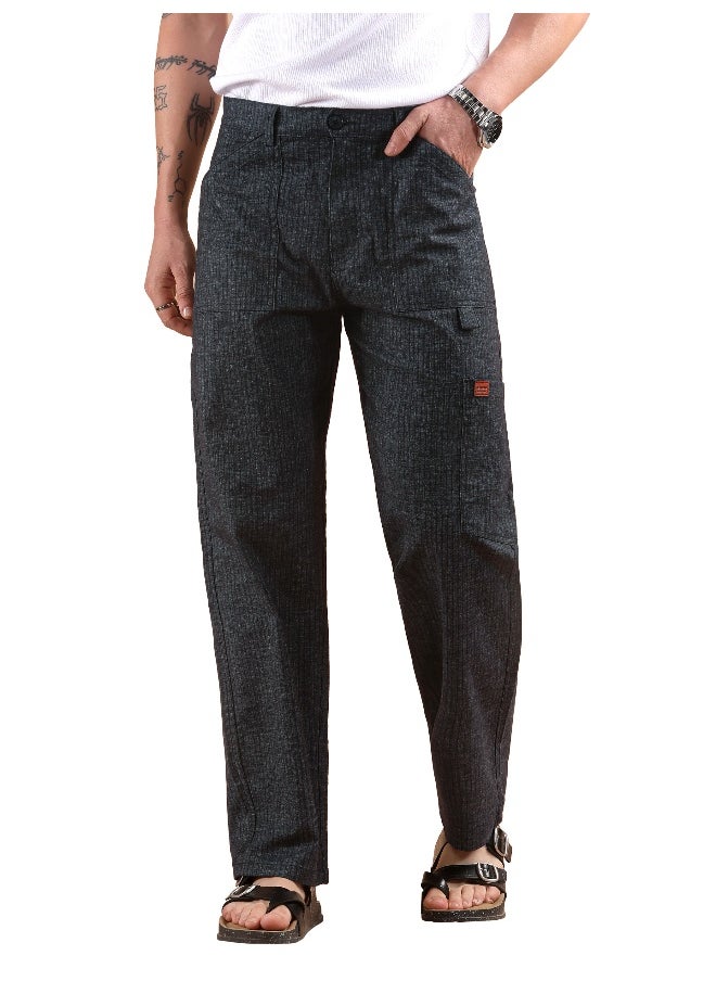 Beyoung Black Striped Patch Pocket Cargo Trousers  - Image 3