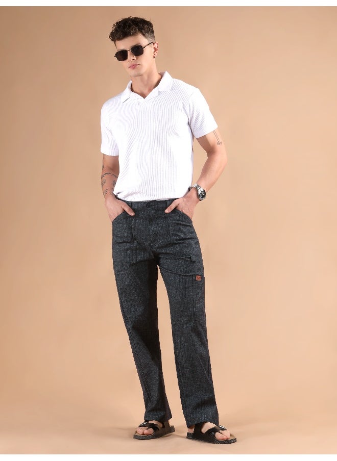 Beyoung Black Striped Patch Pocket Cargo Trousers  - Image 5