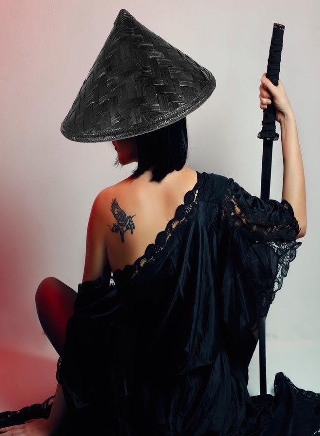 balacoo Japan Samurai Hat: Handmade Cosplay Hat for Party, Stage Performance Decor - Lightweight & Comfortable, 14.17 Inch (Black) - Image 2