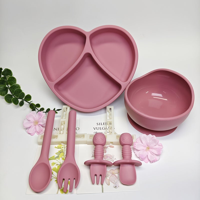 6pcs Baby Tableware Set Army Green Strong Suction Safe Odor Free Steamer Heat Resistant Perfect For Feeding Solid Foods - Image 2