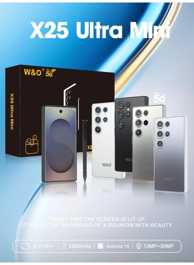 W&O X25 ULTRA Mini Mobile Phone Android Quad Core Mobile Mini Smartphone Ultra Small Pocket Student Children Men and Women -WHITE