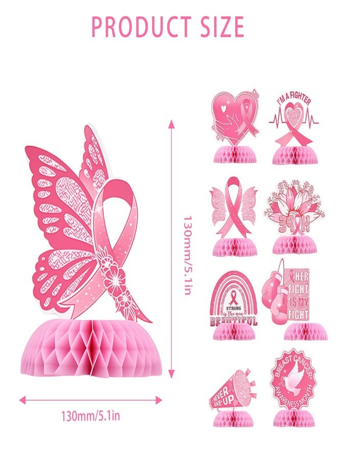 Cranviech Gifts for Breast Cancer Patients – 9PCS Breast Cancer Awareness Honeycomb Centerpieces, Pink Ribbon Table Decorations for Women, Faith Strength Courage Party Supplies for Charity Events Home Party - Image 2